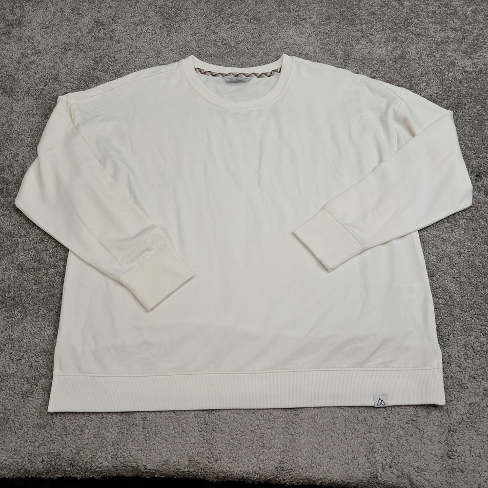Alpine Design Womens XXL Cream Modal Blend Pullover Sweatshirt Relaxed Fit 7383